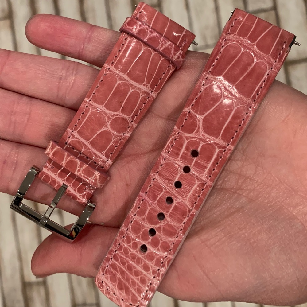 Pink Croc-Embossed Leather Watch Band